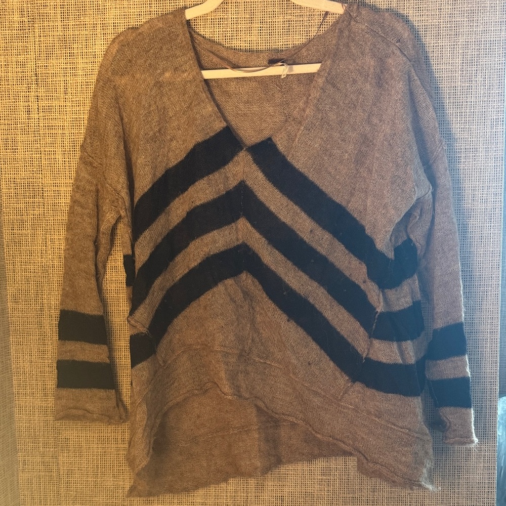 Free People V-Neck Sweater - Gray and Black